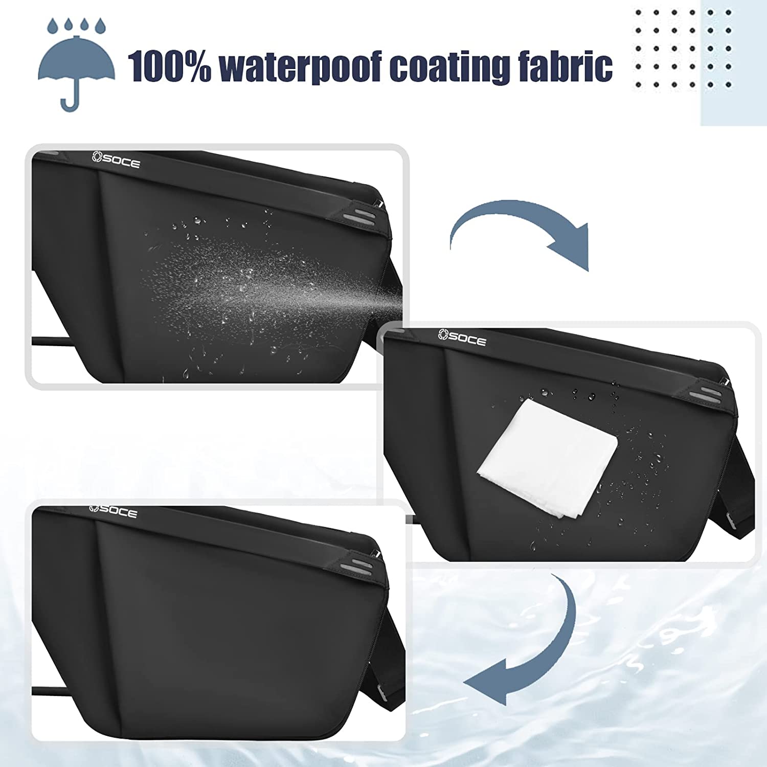 OSOCE Sling Bag Chest Backpack Casual Daypack Black Shoulder Crossbody Lightweight Anti Theft Outdoor Sport Travel Hiking Bag For Men Women - Image 3